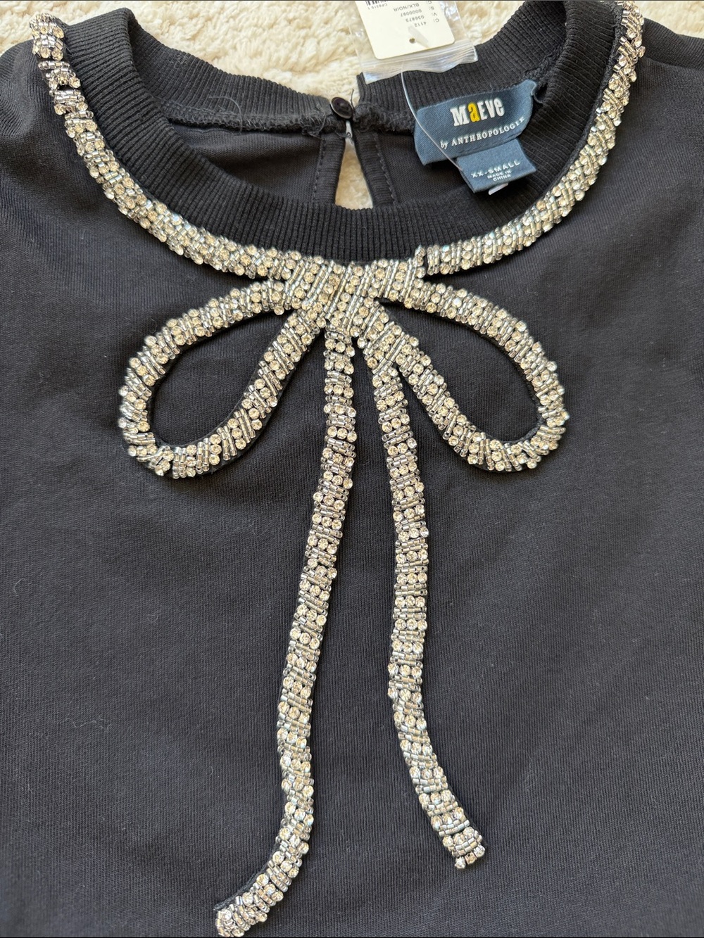 Anthropologie Maeve Rhinestone Bow Tee - Picture 4 of 11